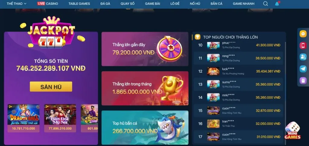 Giao diện các phương thức nạp tiền tại 78wij